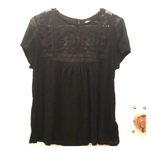 Urban Outfitters Black Top w/ Shear Embroidery - M